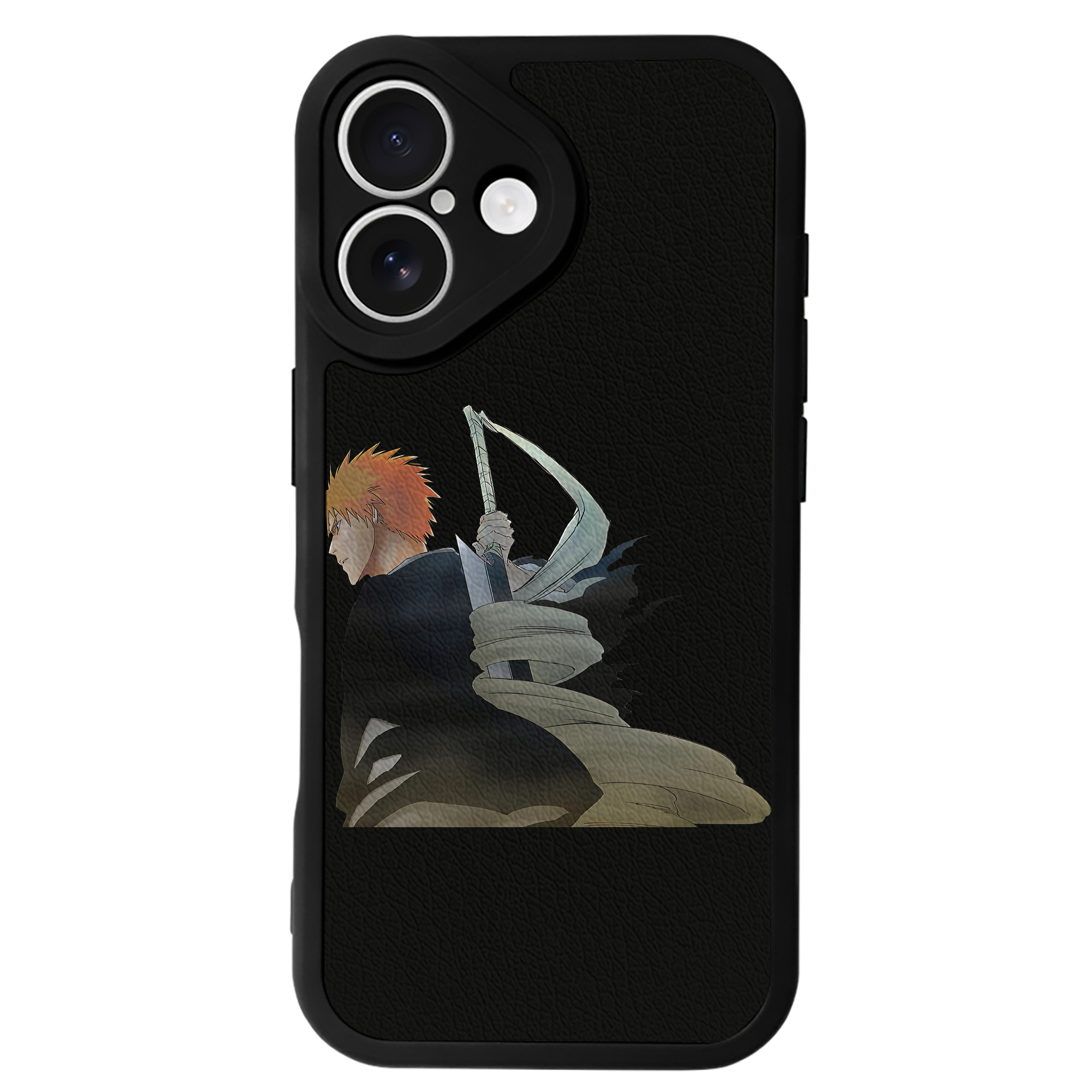 ブリーチ 黒崎一護（くろさき いちご）BLEACH Kurosaki Ichigo 【iPhone 16シリーズ対応】シリコンスマホケース（レザー調） 材質：シリコン